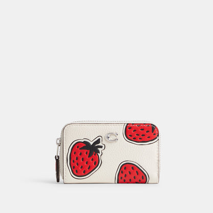 Small Zip Around Card Case With Strawberry Print