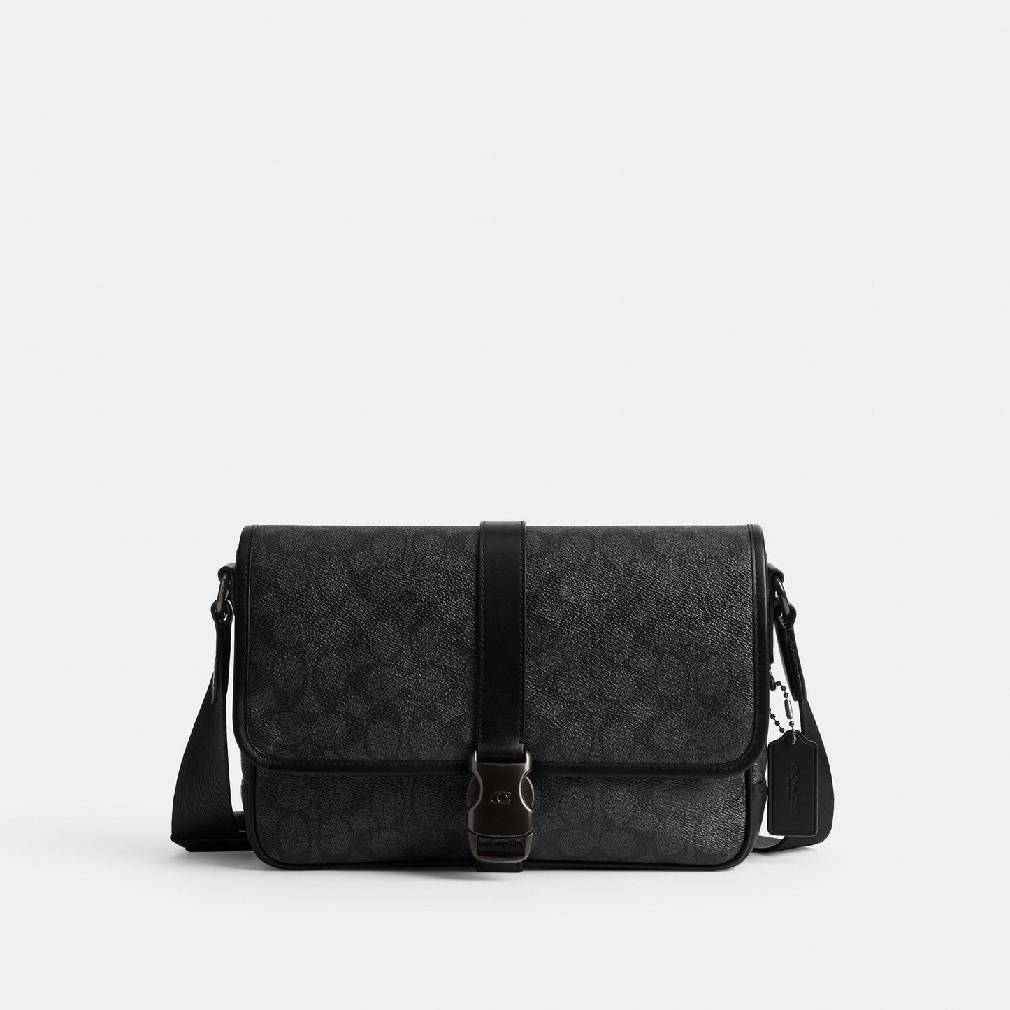 CU202-League Messenger Bag in Signature Canvas-Charcoal Signature