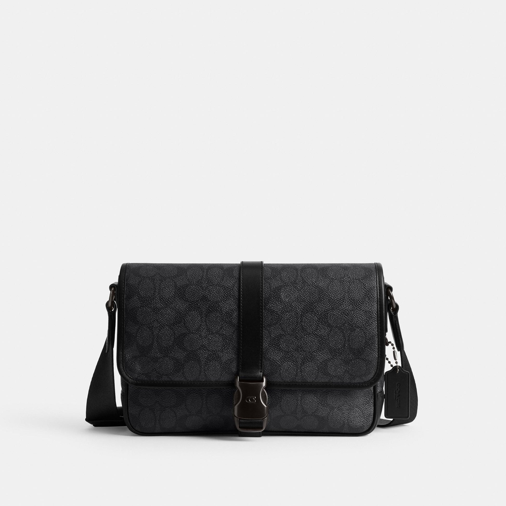 CU202-League Messenger Bag in Signature Canvas-Charcoal Signature