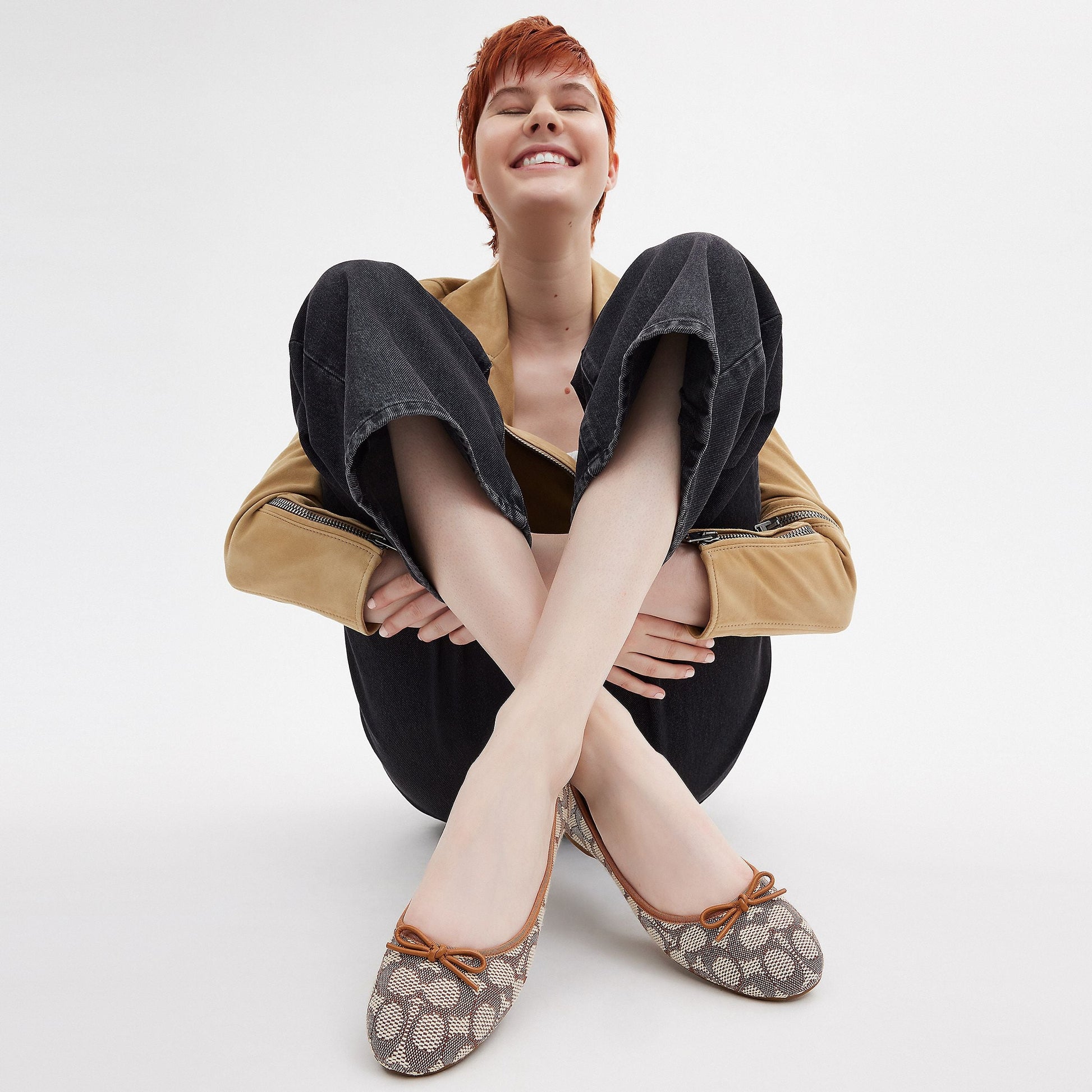 CV385-Abigail Flat In Signature Textile Jacquard-Cocoa/Burnished Amber