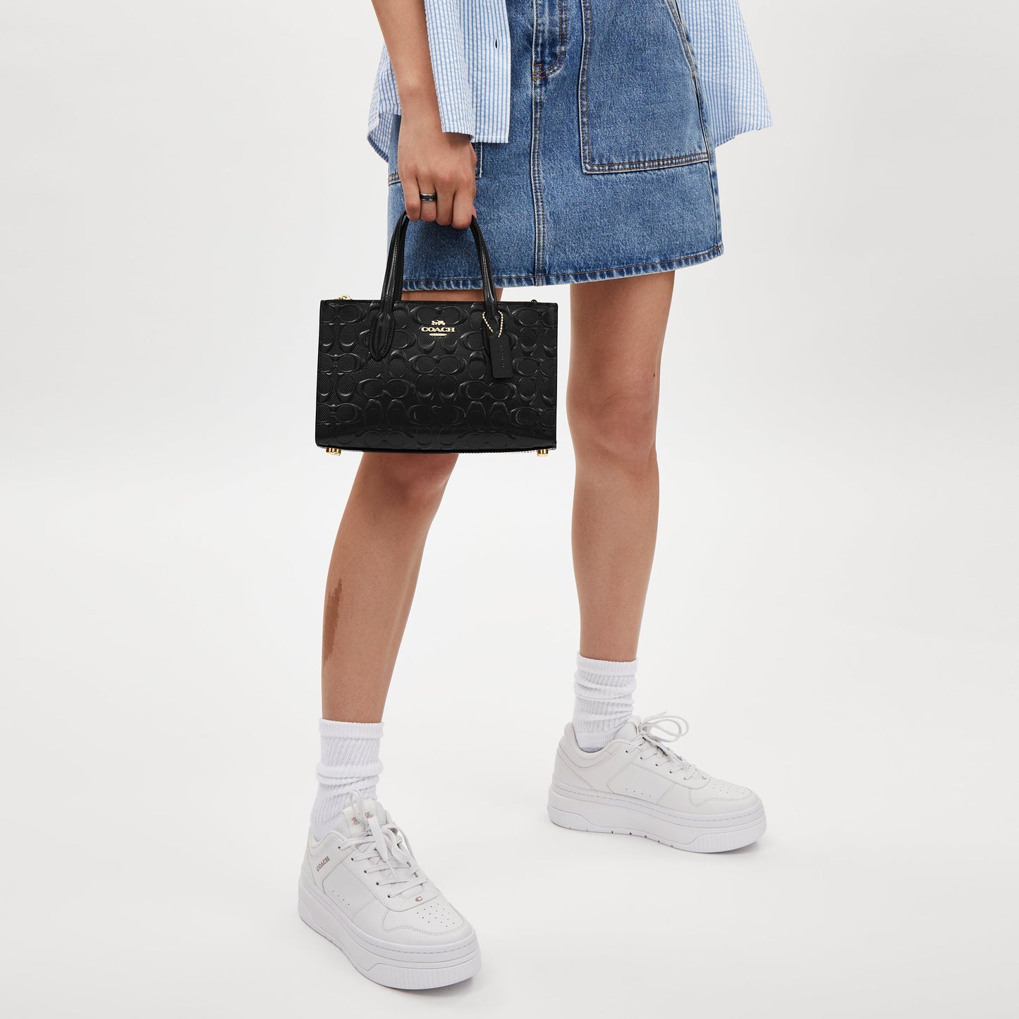 Nina Small Tote Bag In Signature Leather