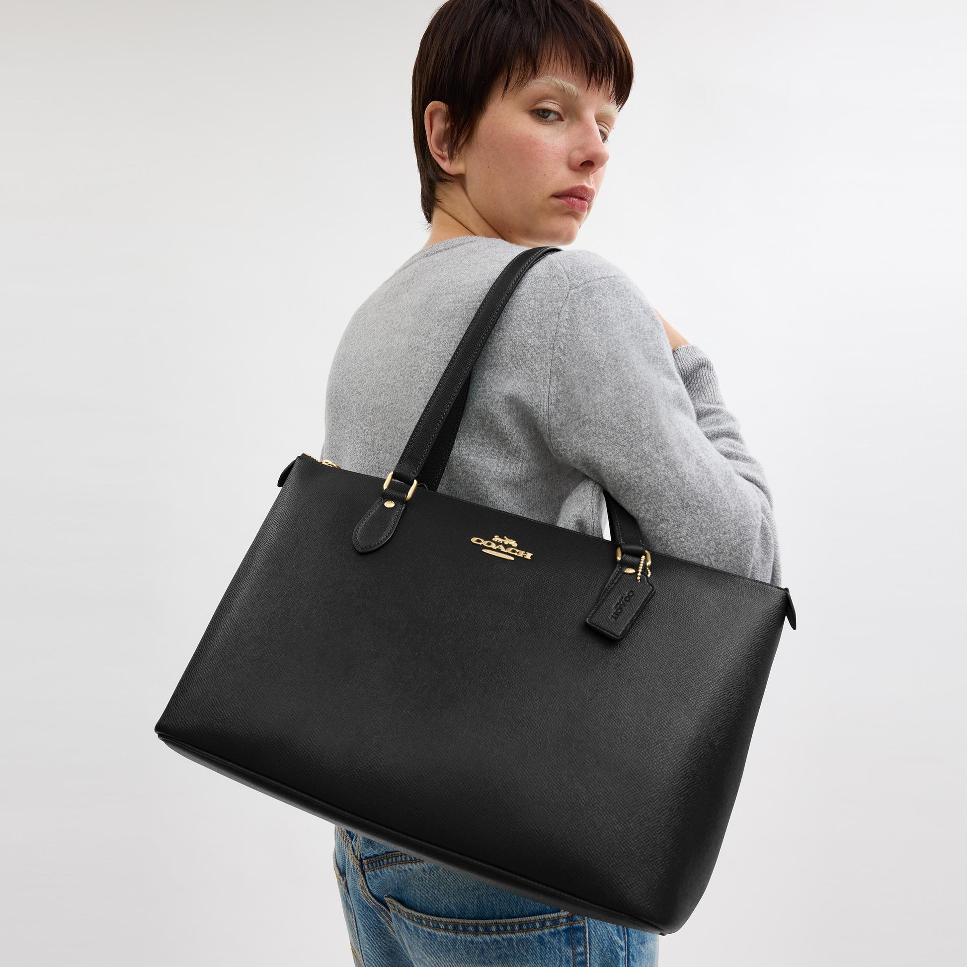 CV402-Gallery Tote Bag-Im/Black