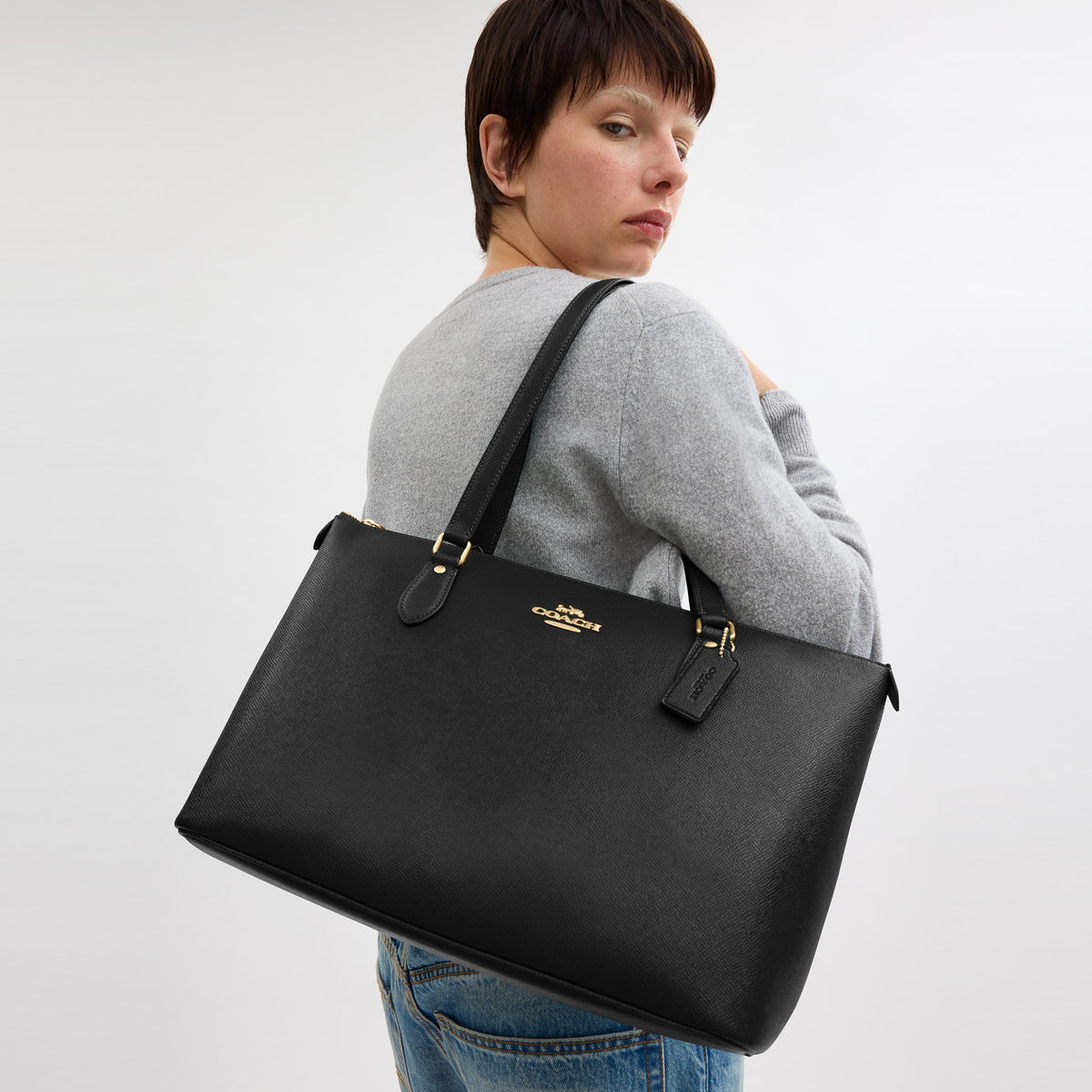 CV402-Gallery Tote Bag-Im/Black
