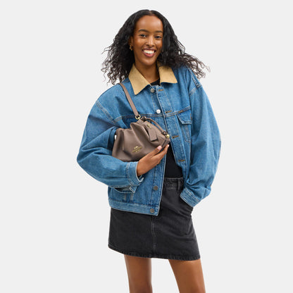 CV529-Faye Shoulder Bag with Ruching-Im/Dark Stone