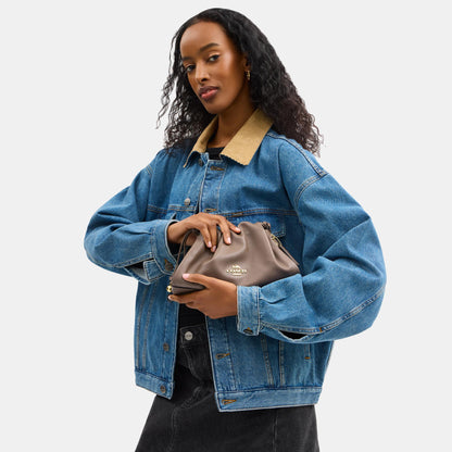 CV529-Faye Shoulder Bag with Ruching-Im/Dark Stone