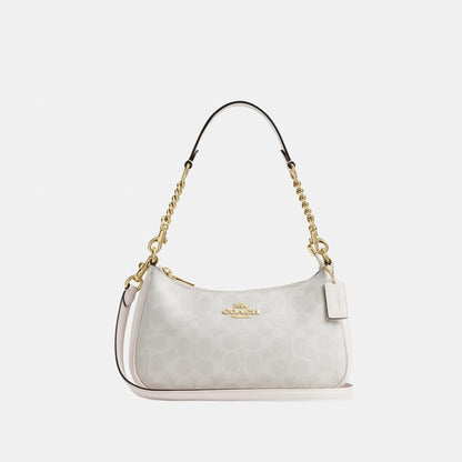 CV933-Teri Shoulder Bag In Signature Canvas-Im/White/Chalk