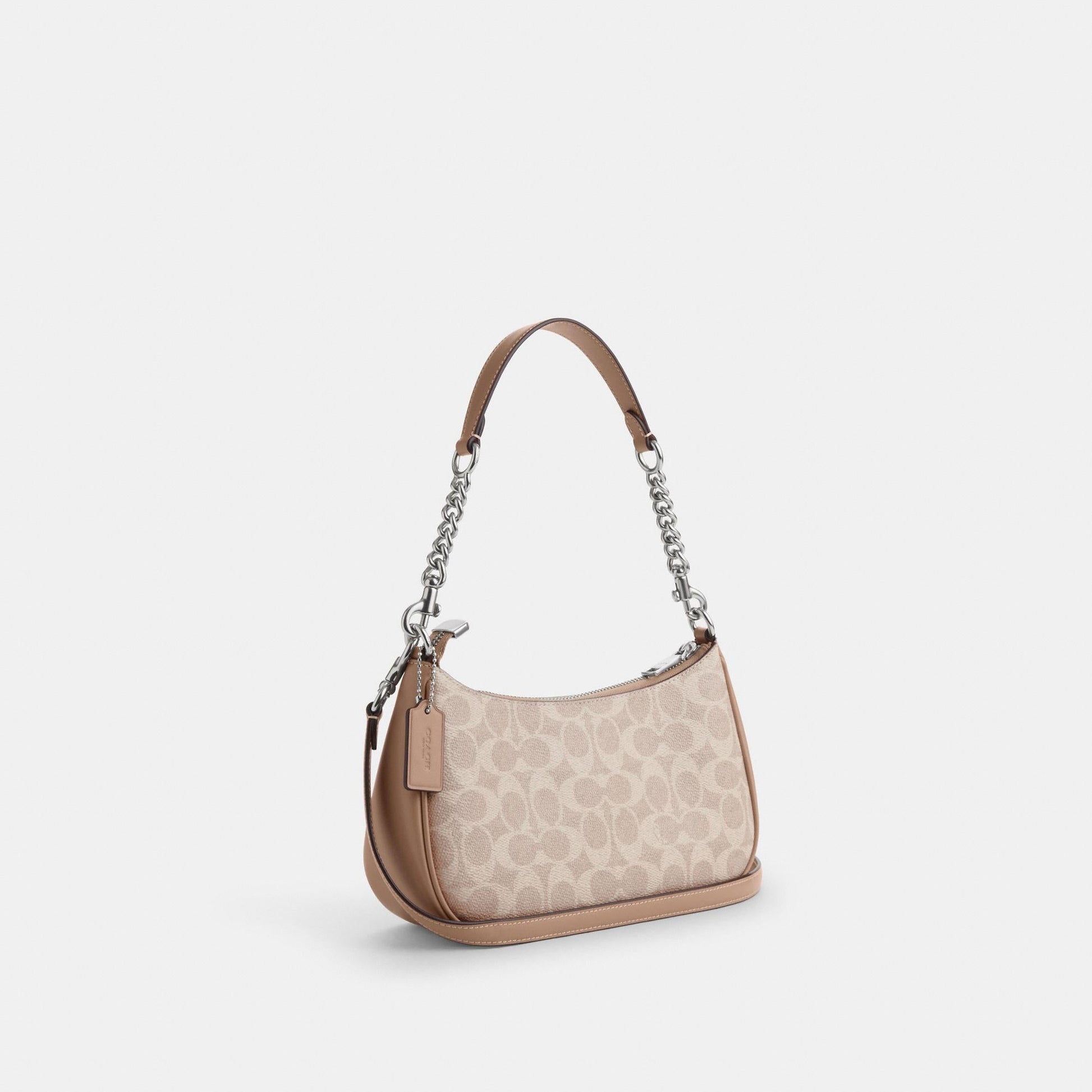 CV933-Teri Shoulder Bag In Signature Canvas-Sv/Sand/Taupe