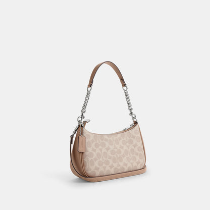 CV933-Teri Shoulder Bag In Signature Canvas-Sv/Sand/Taupe