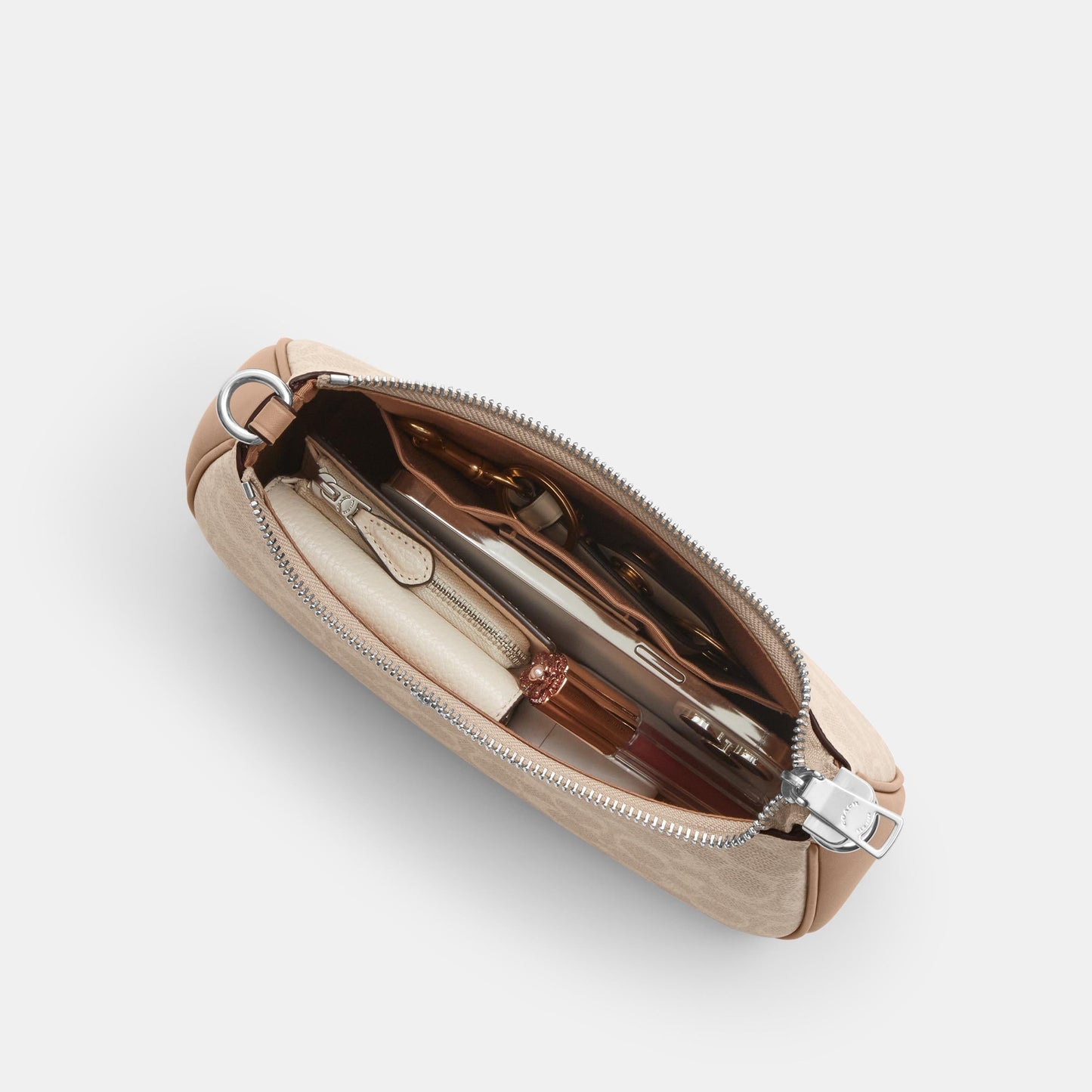 CV933-Teri Shoulder Bag In Signature Canvas-Sv/Sand/Taupe