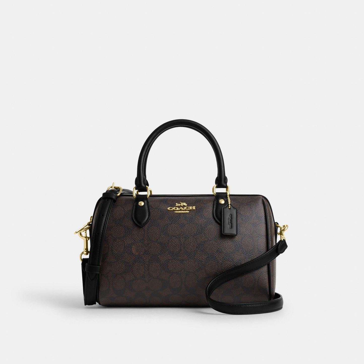 CV961-ROWAN SATCHEL BAG IN SIGNATURE CANVAS-IM/Walnut/Black
