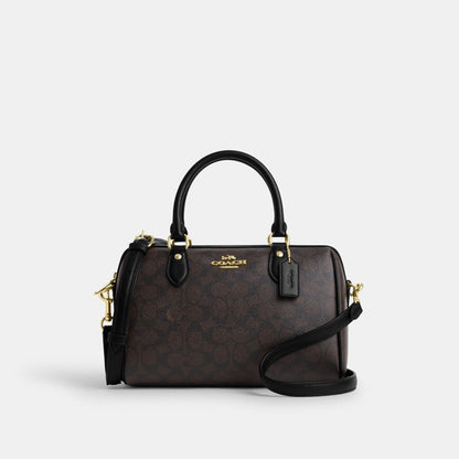 CV961-ROWAN SATCHEL BAG IN SIGNATURE CANVAS-IM/Walnut/Black