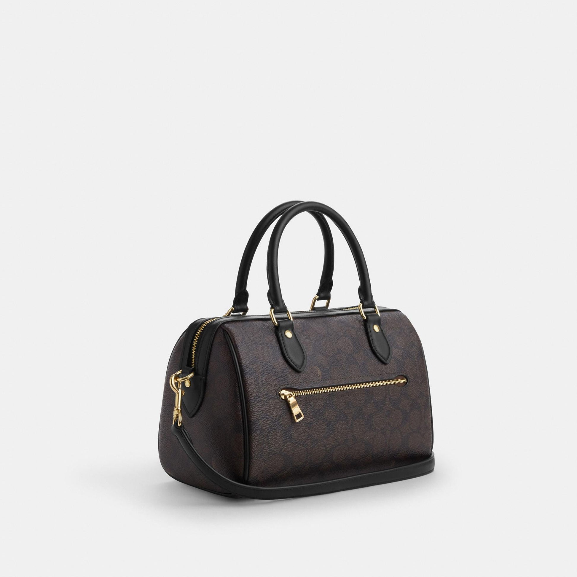 CV961-ROWAN SATCHEL BAG IN SIGNATURE CANVAS-IM/Walnut/Black