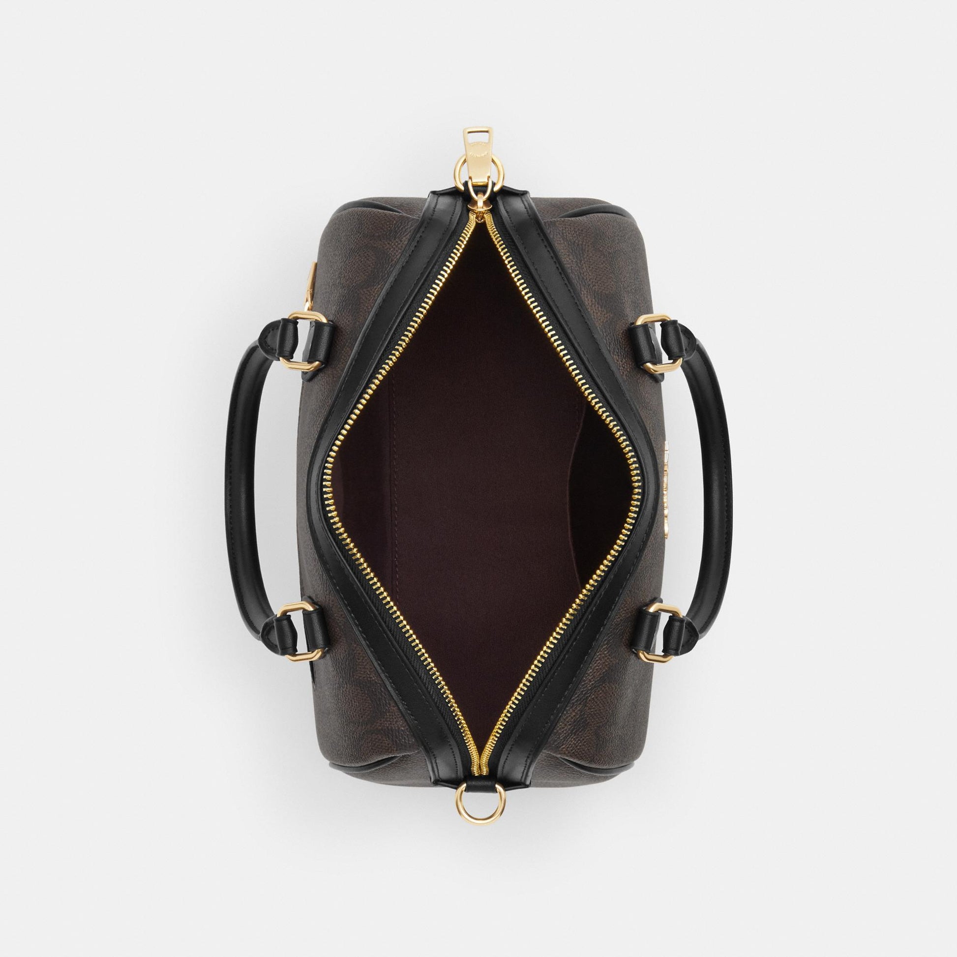 CV961-ROWAN SATCHEL BAG IN SIGNATURE CANVAS-IM/Walnut/Black