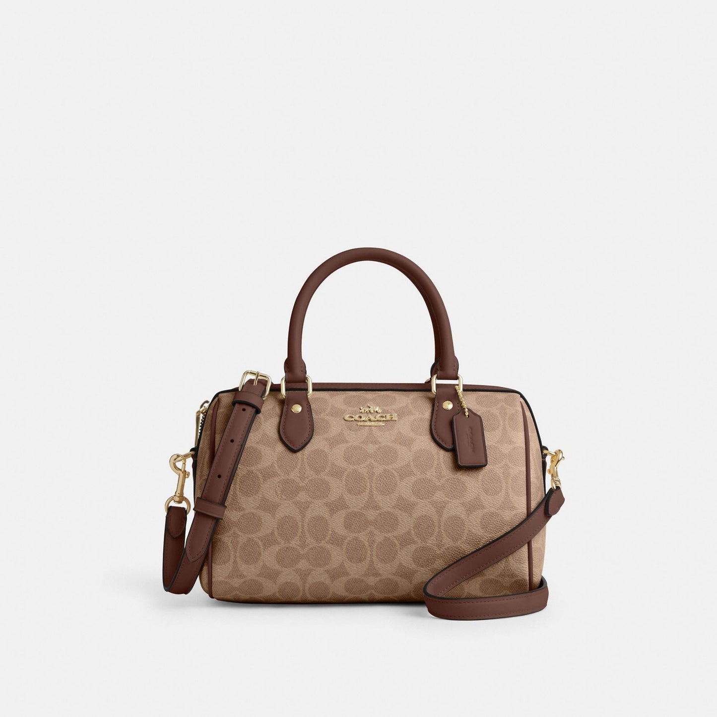 CV961-ROWAN SATCHEL BAG IN SIGNATURE CANVAS-IM/Tan/Brown