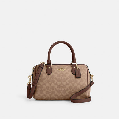 CV961-ROWAN SATCHEL BAG IN SIGNATURE CANVAS-IM/Tan/Brown