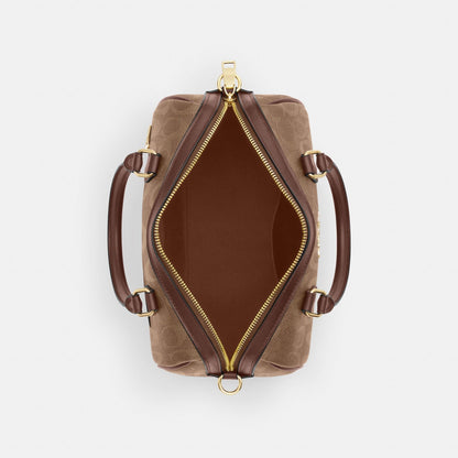 CV961-ROWAN SATCHEL BAG IN SIGNATURE CANVAS-IM/Tan/Brown