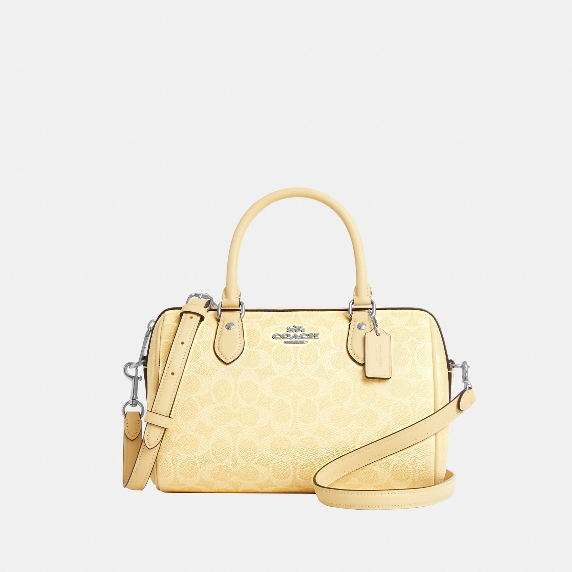 CV961-ROWAN SATCHEL BAG IN SIGNATURE CANVAS-SV/Hay