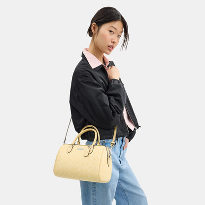 CV961-ROWAN SATCHEL BAG IN SIGNATURE CANVAS-SV/Hay