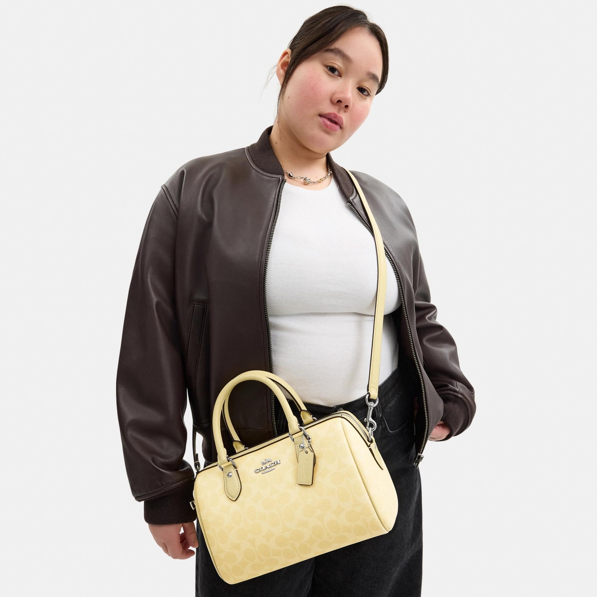 CV961-ROWAN SATCHEL BAG IN SIGNATURE CANVAS-SV/Hay