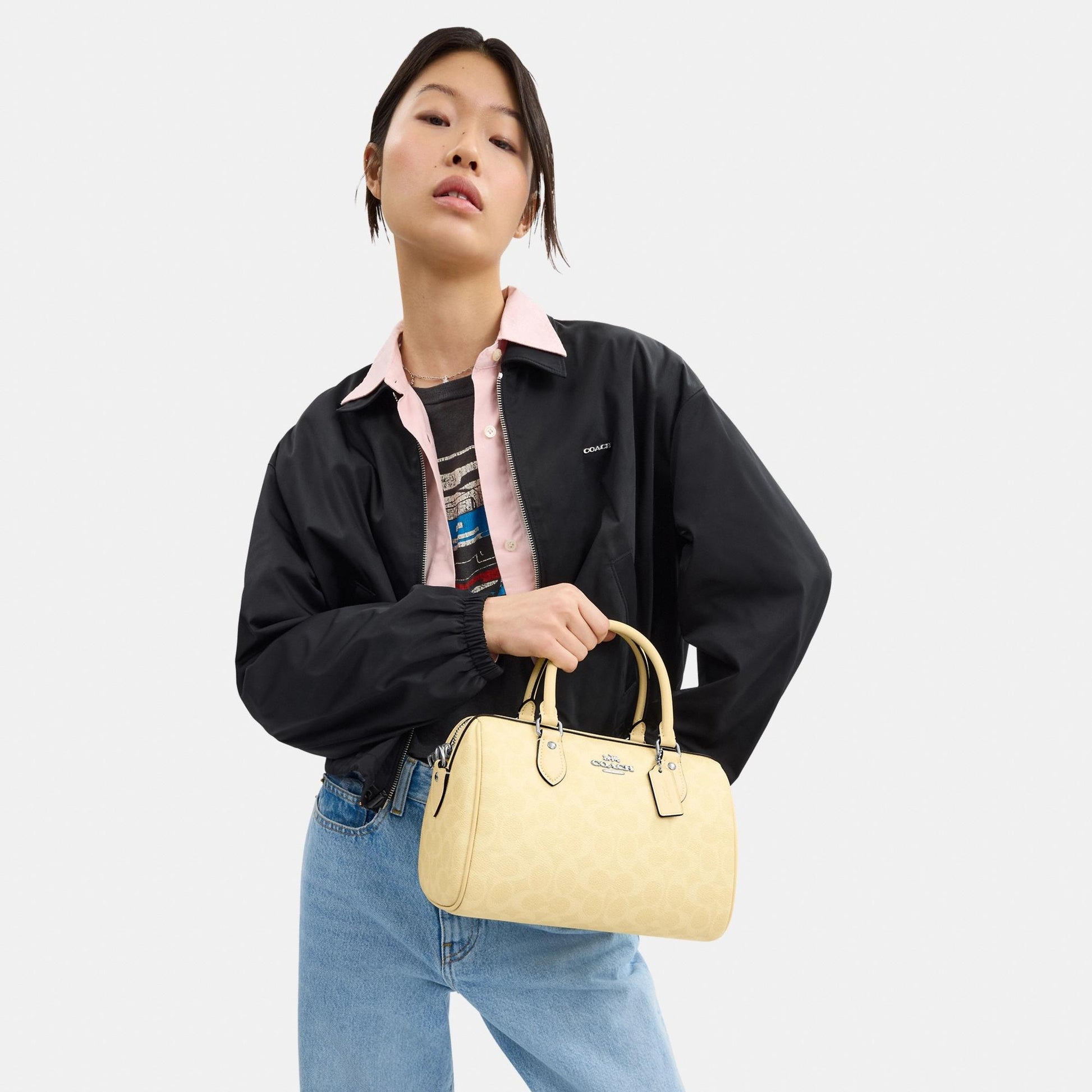 CV961-ROWAN SATCHEL BAG IN SIGNATURE CANVAS-SV/Hay