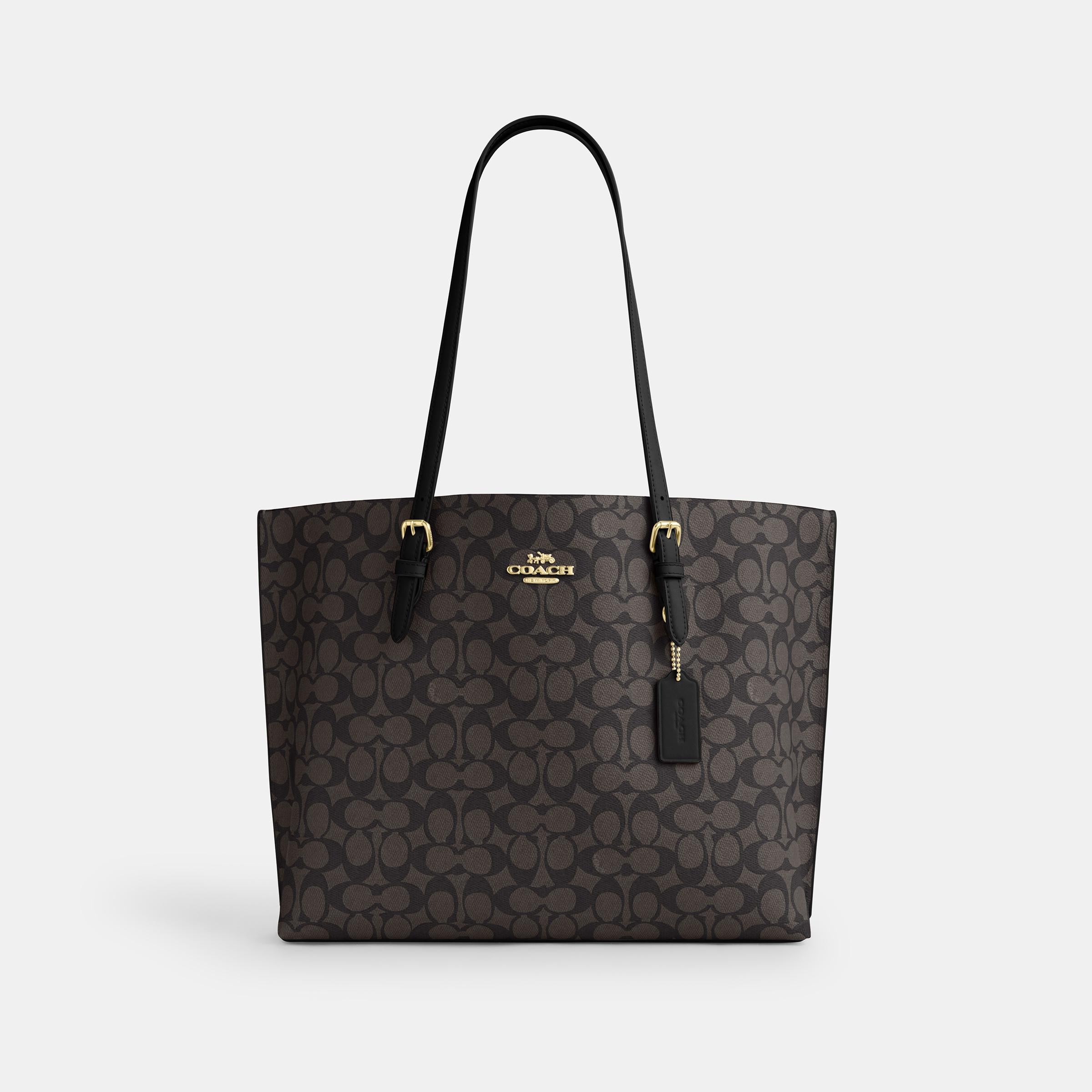 CV967-Mollie Tote Bag in Signature Canvas-Im/Walnut/Black