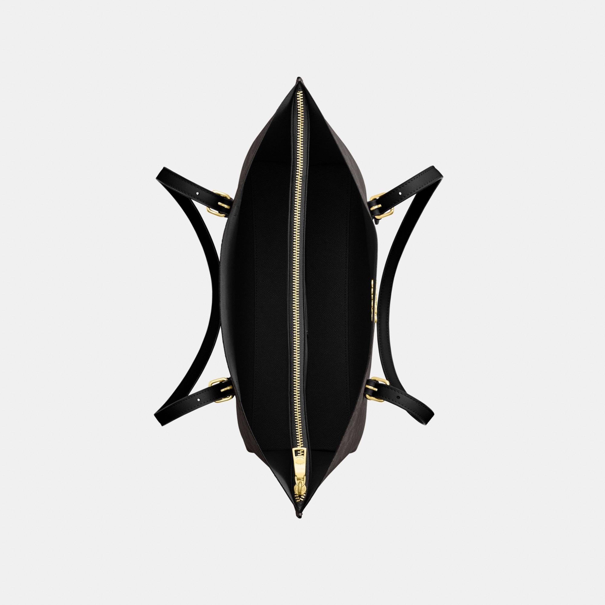 CV967-Mollie Tote Bag in Signature Canvas-Im/Walnut/Black