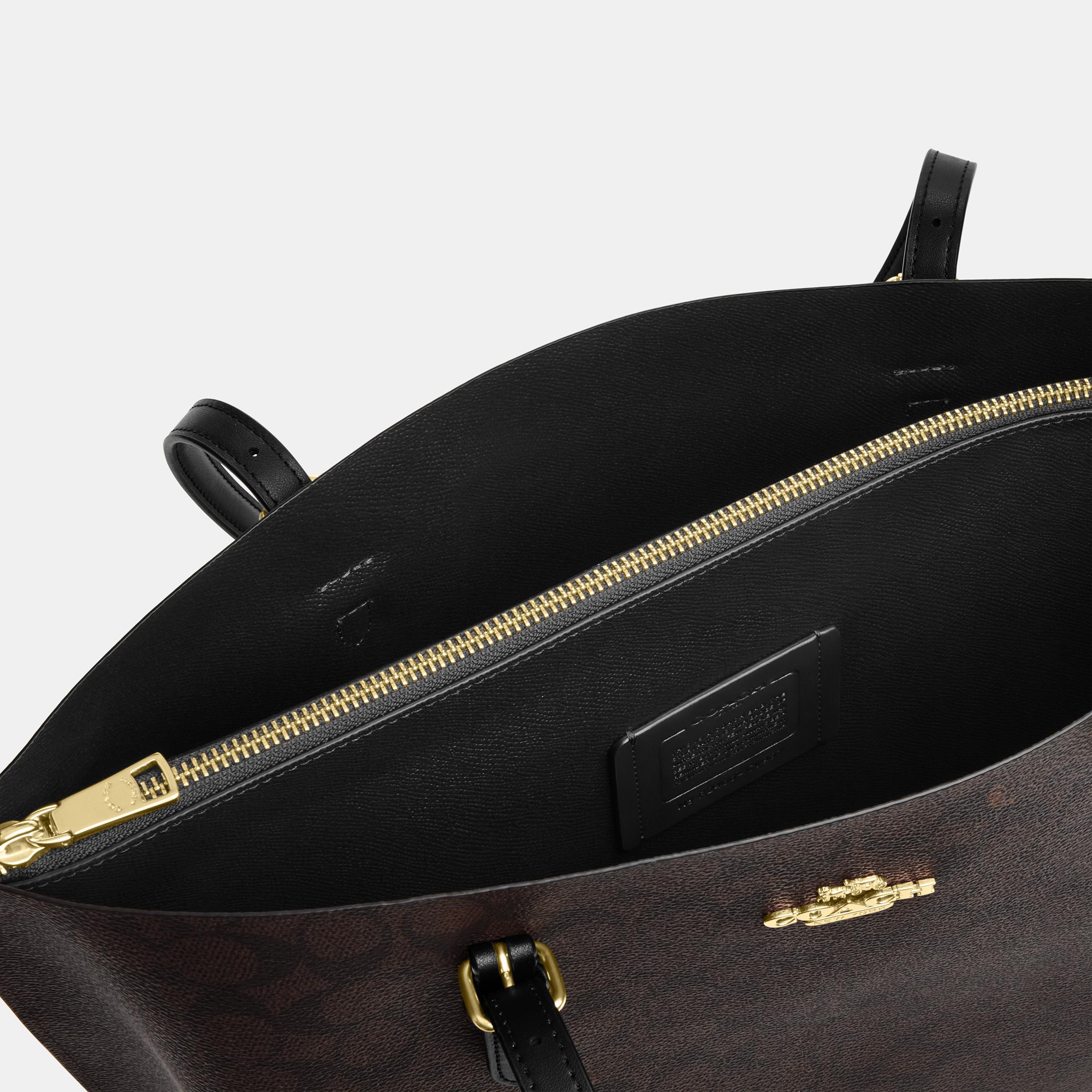 CV967-Mollie Tote Bag in Signature Canvas-Im/Walnut/Black