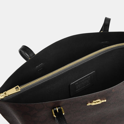 CV967-Mollie Tote Bag in Signature Canvas-Im/Walnut/Black