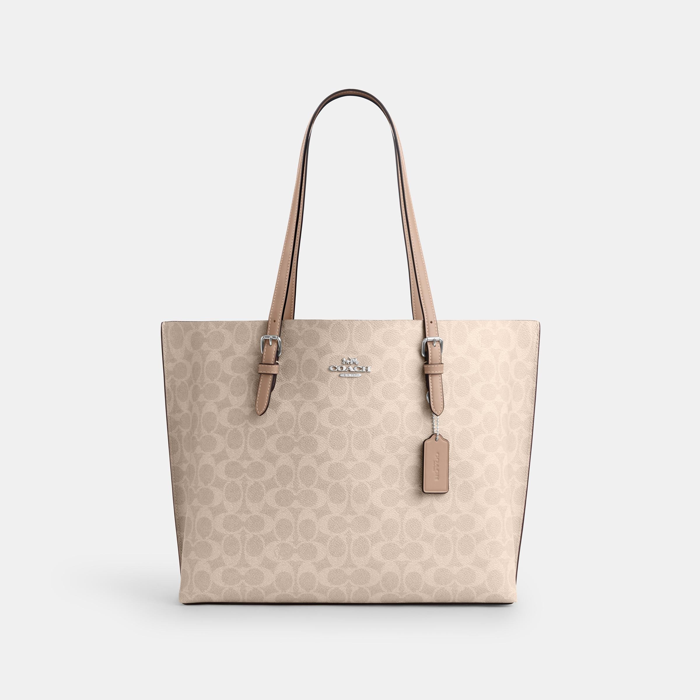 CV967-Mollie Tote Bag in Signature Canvas-Sv/Sand/Taupe