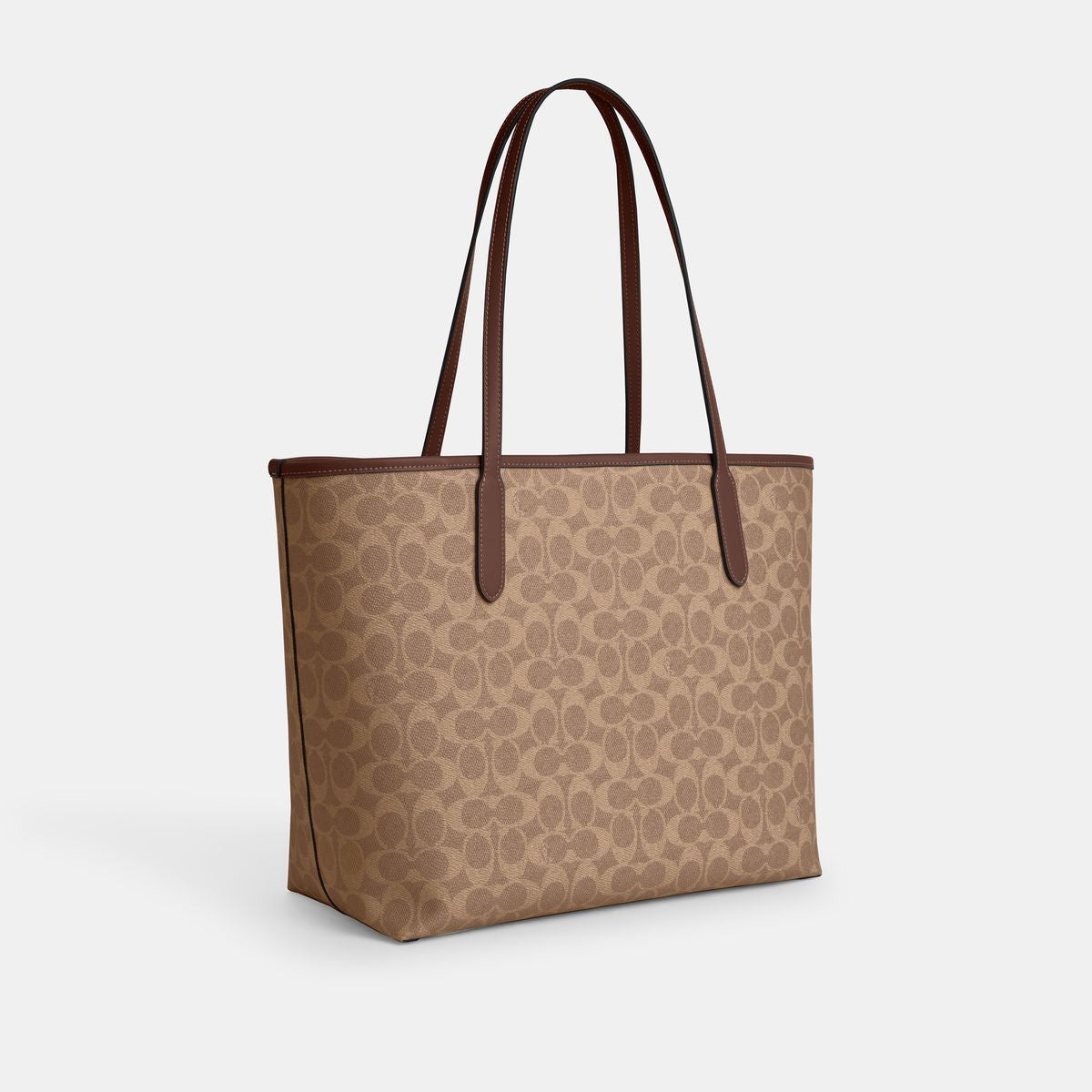 CV976-CITY TOTE BAG IN SIGNATURE CANVAS-IM/Tan/Brown