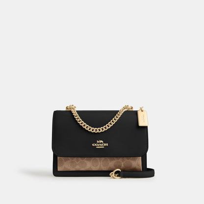 CV978-KLARE CROSSBODY BAG IN SIGNATURE CANVAS-IM/Tan/Black Multi