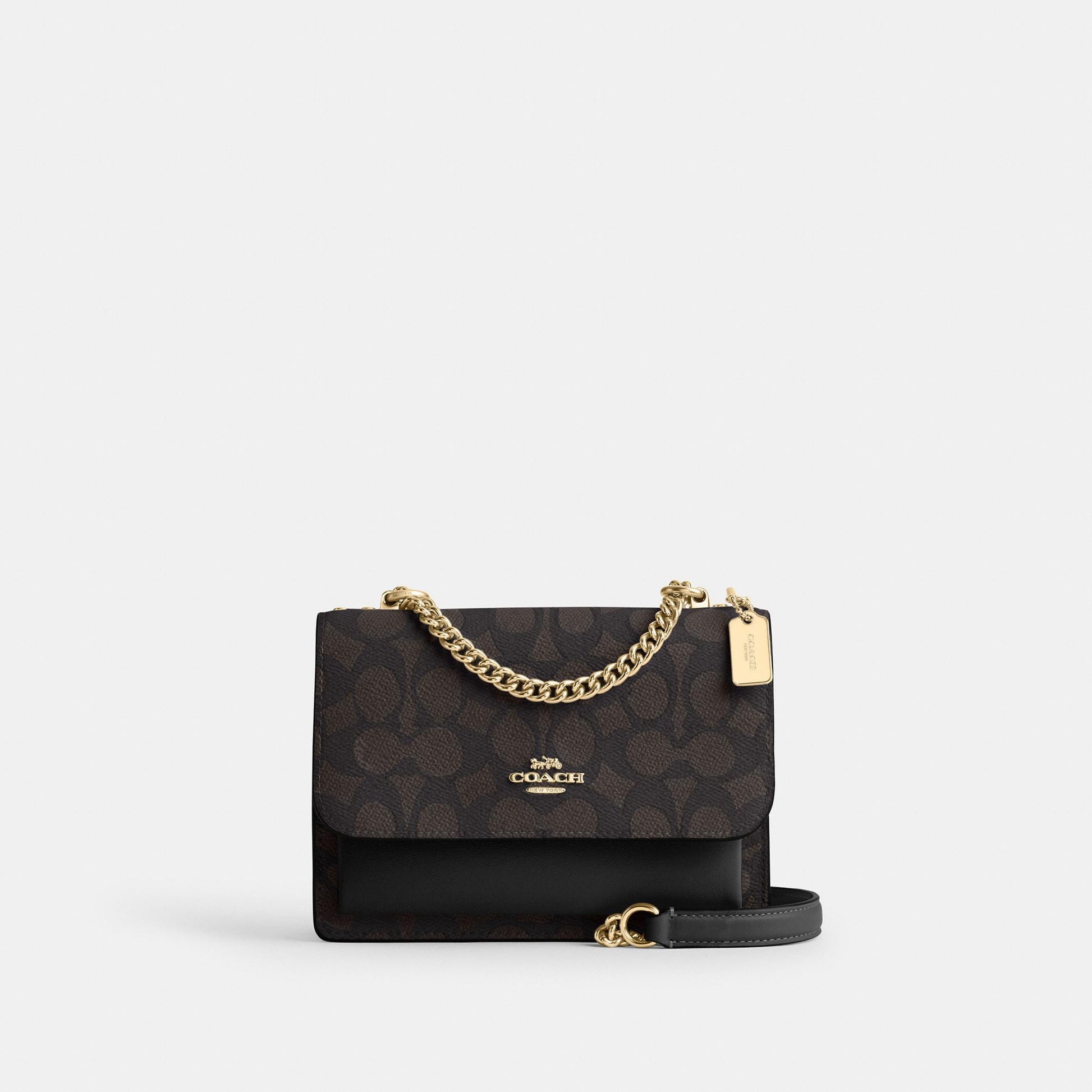 CW206-Mini Klare Crossbody Bag in Signature Canvas-Im/Walnut/Black