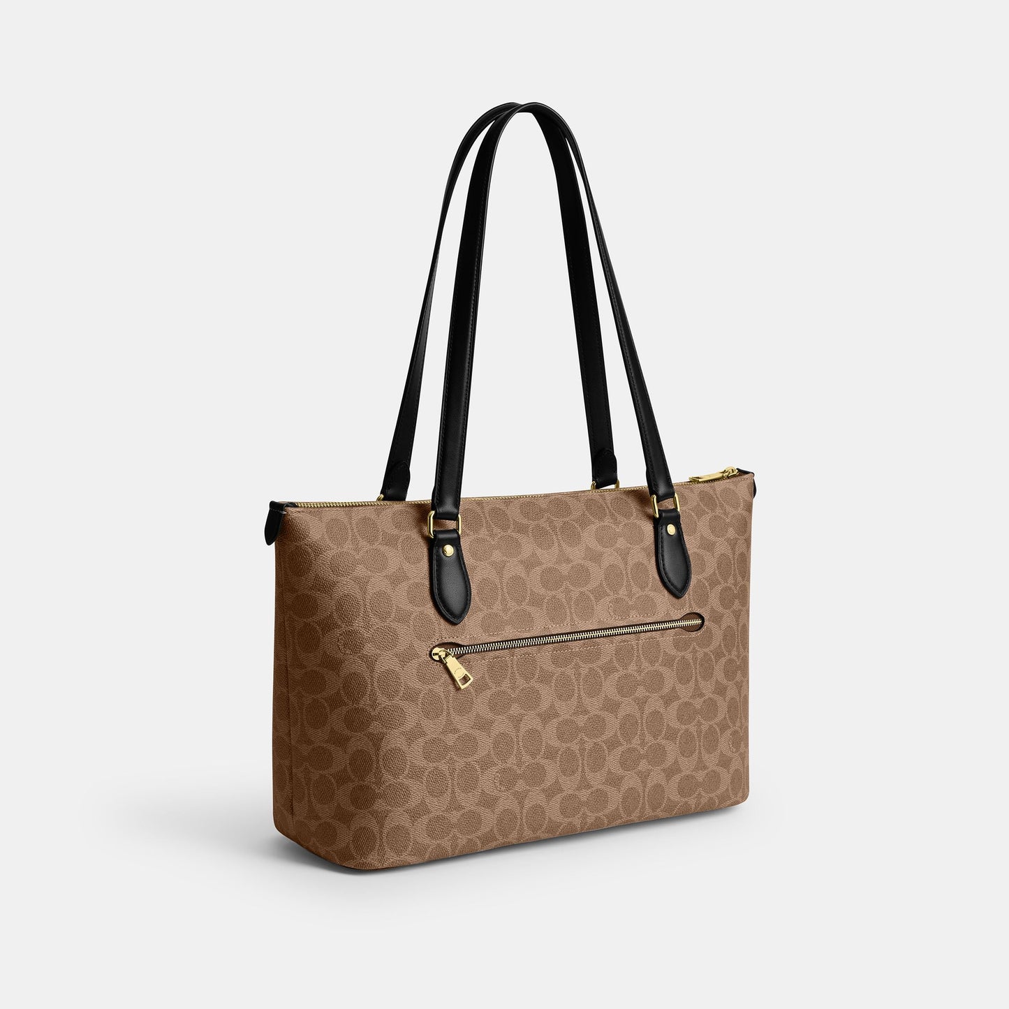 CW381-Gallery Tote Bag In Signature Canvas-Im/Tan/Black