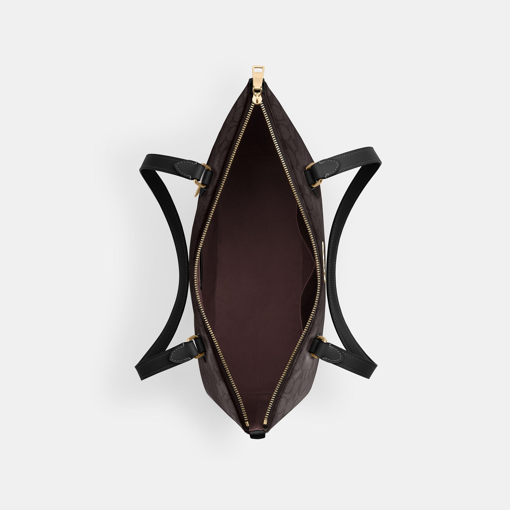 CW381-Gallery Tote Bag In Signature Canvas-Im/Walnut/Black