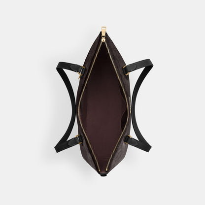 CW381-Gallery Tote Bag In Signature Canvas-Im/Walnut/Black