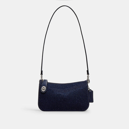cw592-Penn Shoulder Bag With Crystal-Lh/Blue
