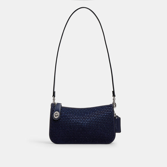 cw592-Penn Shoulder Bag With Crystal-Lh/Blue
