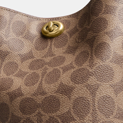 CW602-WILLOW SOFT BUCKET BAG 19 IN SIGNATURE CANVAS-B4/Tan Caramel