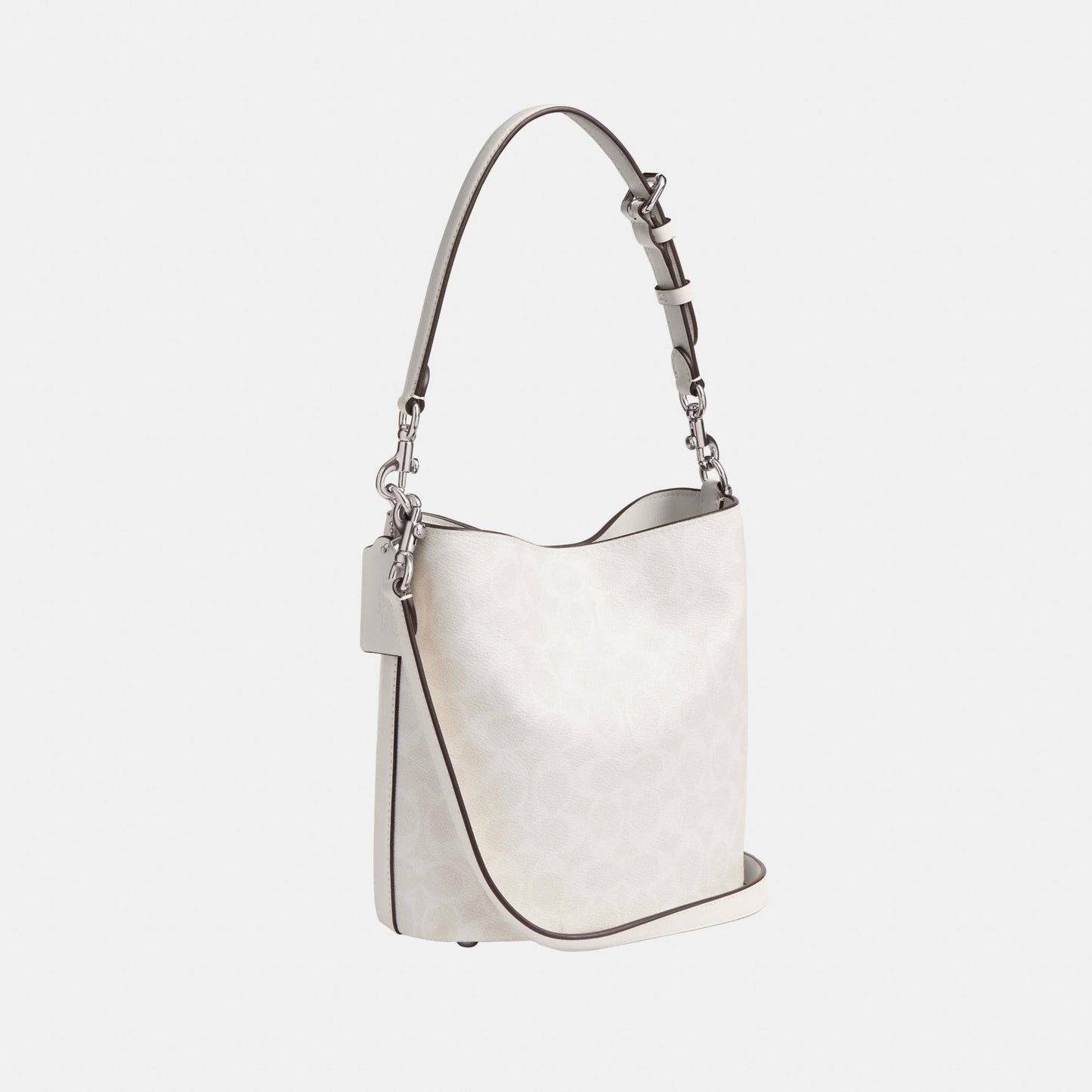 CW602-WILLOW SOFT BUCKET BAG 19 IN SIGNATURE CANVAS-LH/White Chalk
