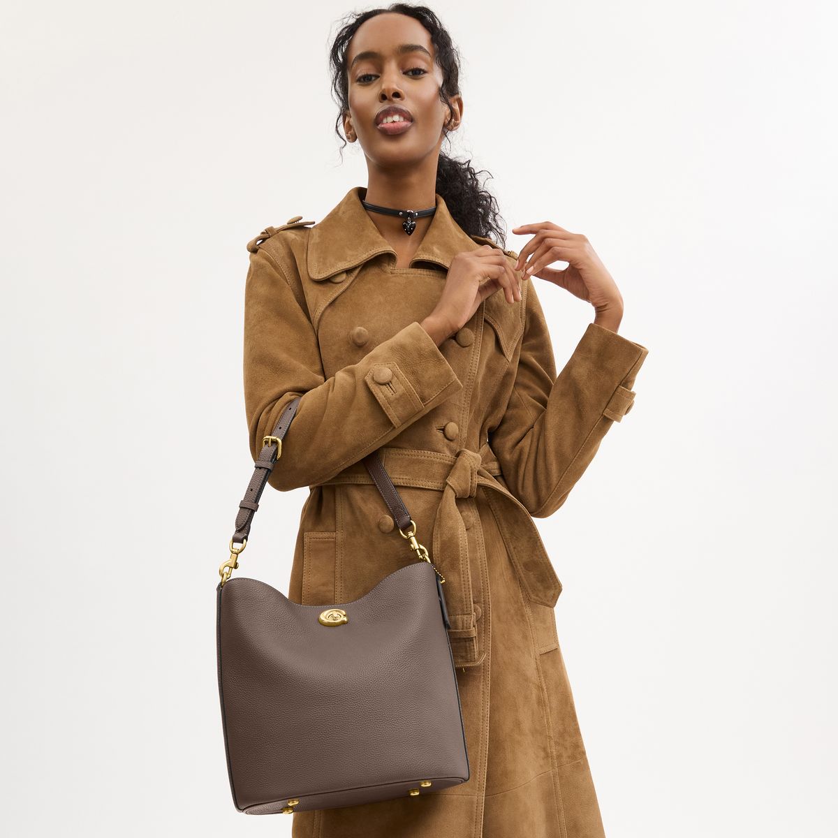 cw624-Willow Soft Bucket Bag-B4/Dark Stone