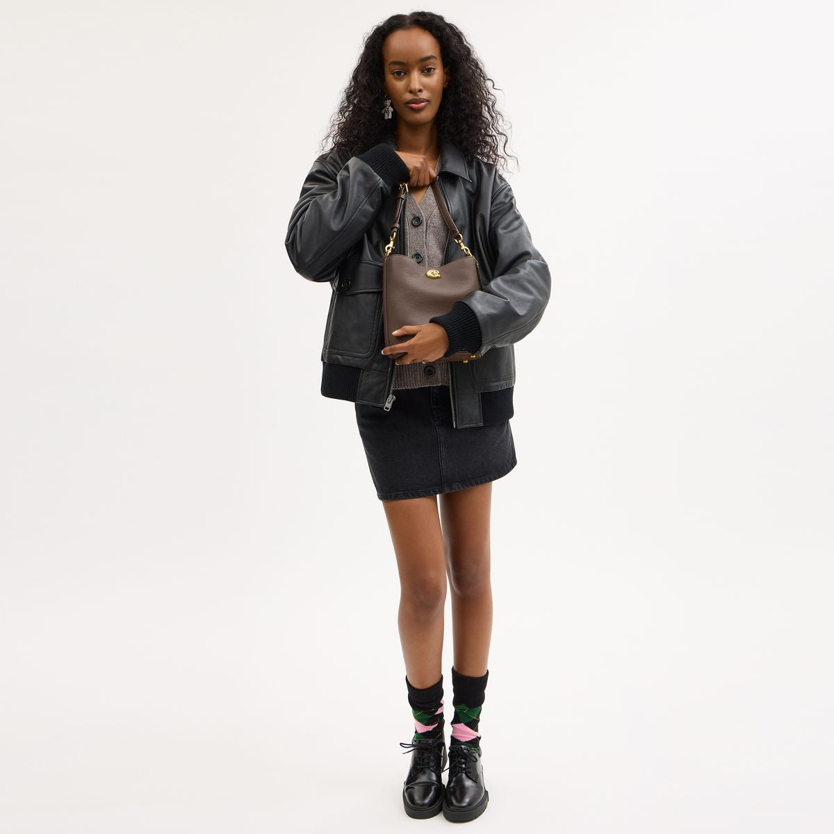 cw625-Willow Soft Bucket Bag 19-B4/Dark Stone