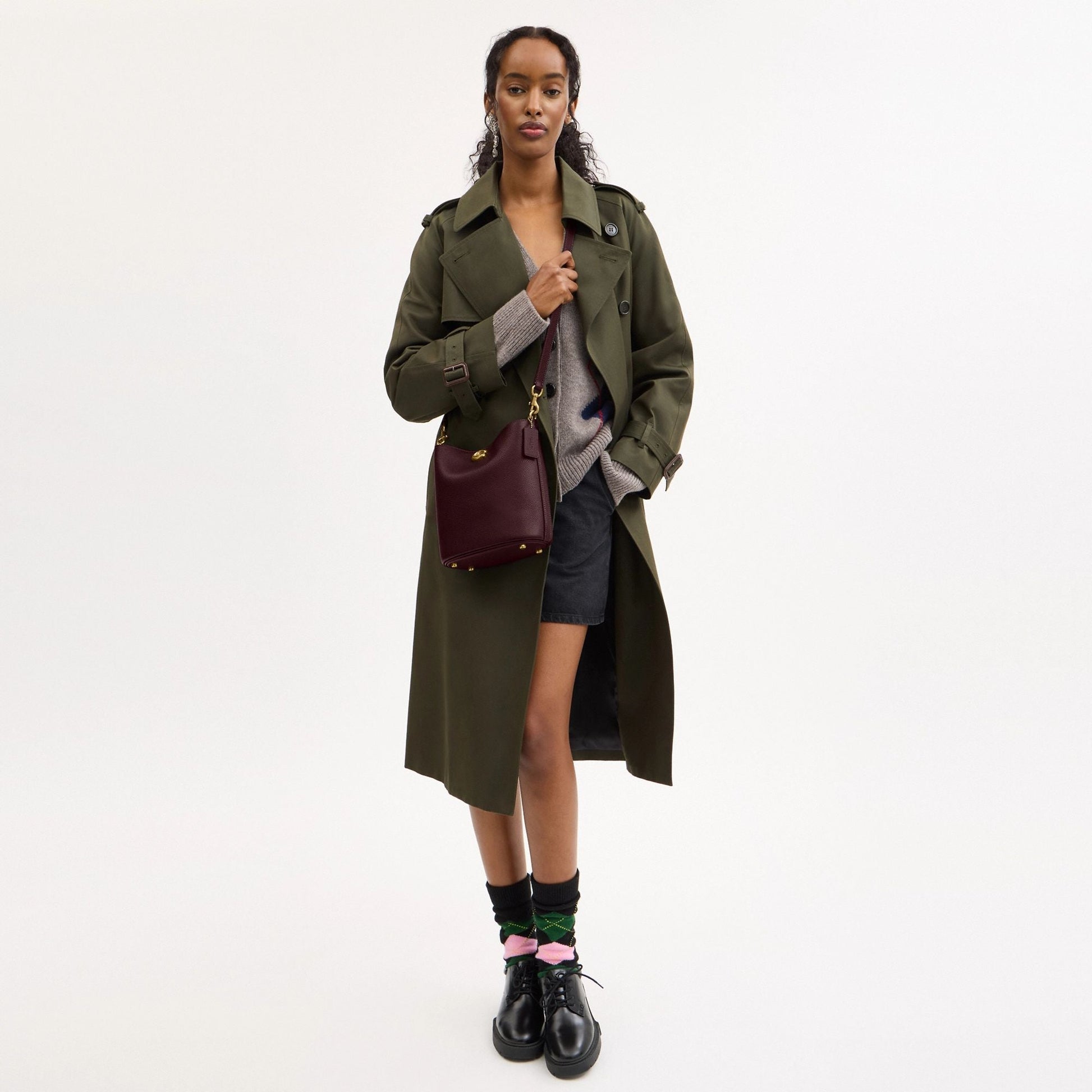 cw625-Willow Soft Bucket Bag 19-B4/Merlot