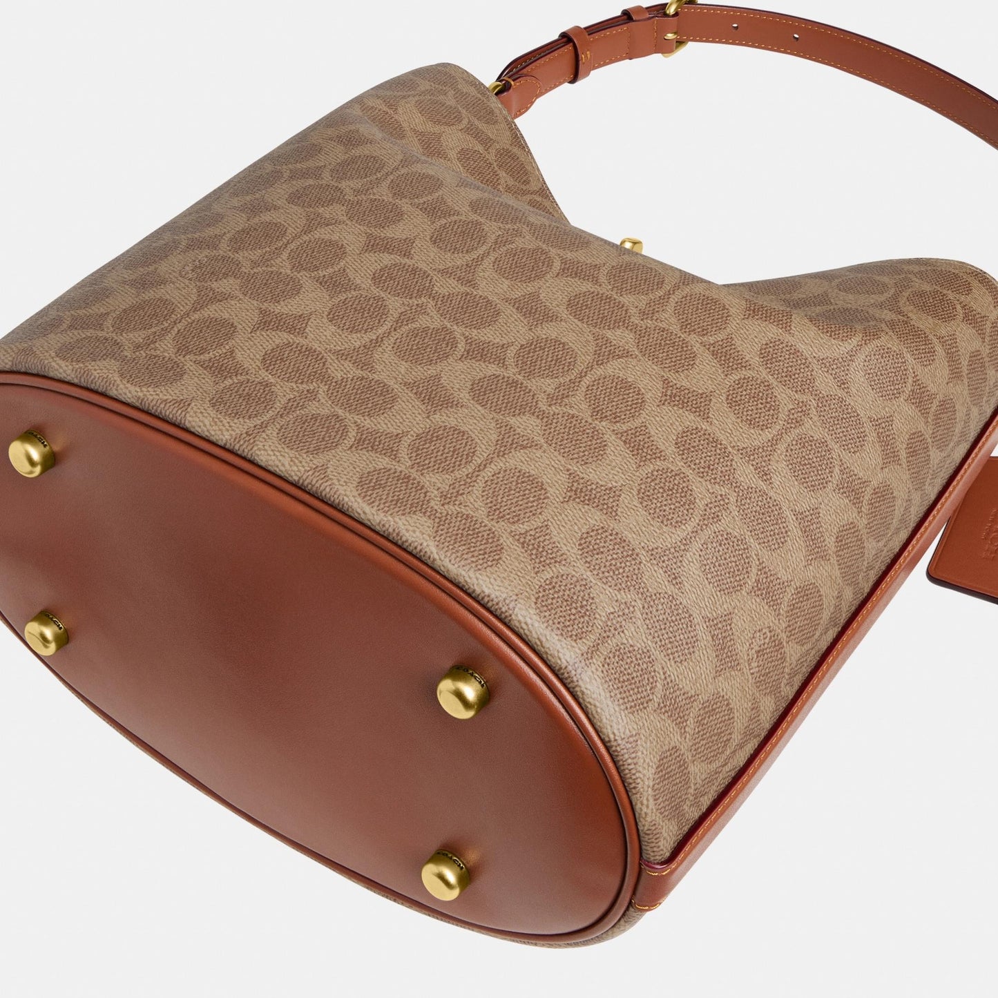 CW882-WILLOW SOFT BUCKET BAG IN SIGNATURE CANVAS-B4/Tan Caramel