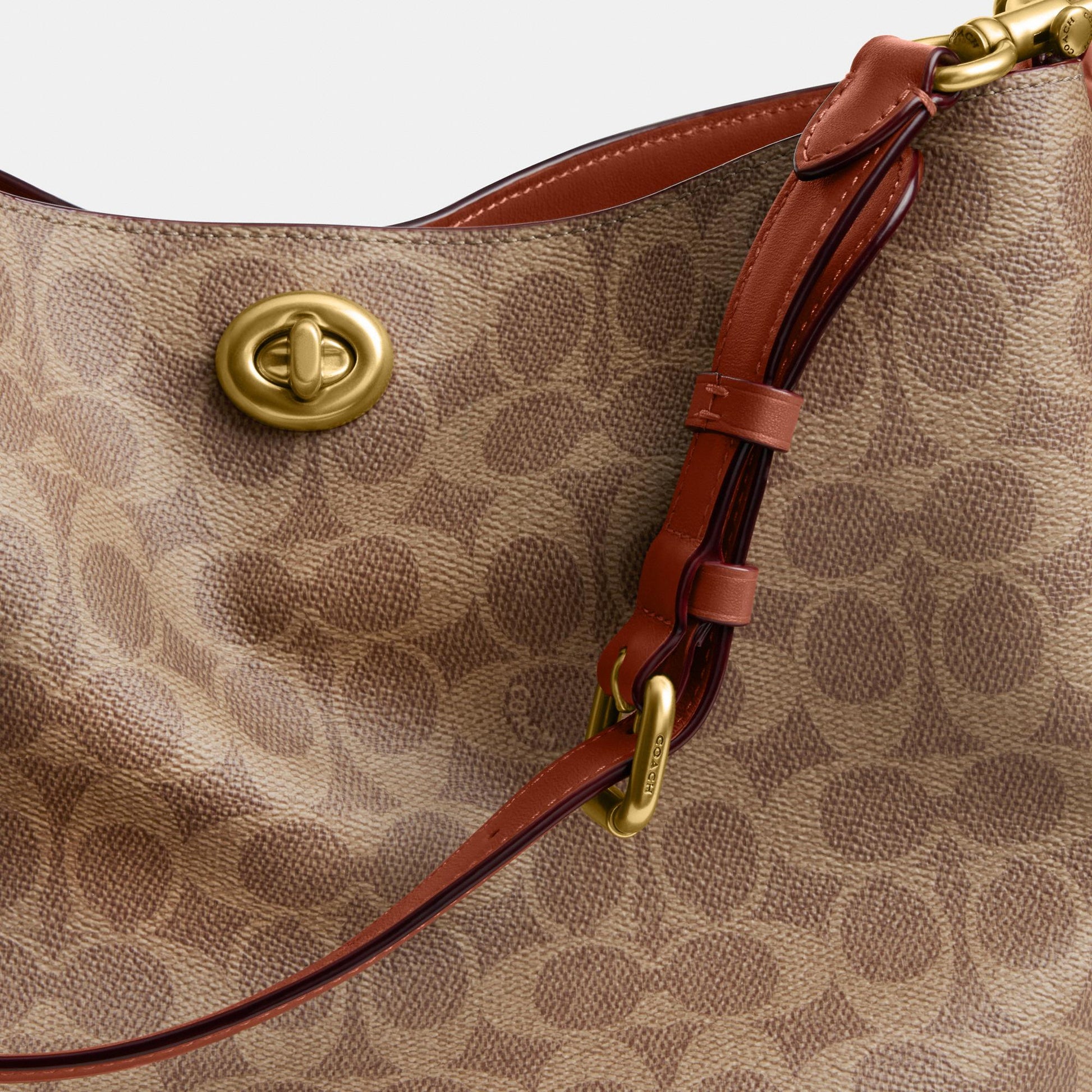 CW882-WILLOW SOFT BUCKET BAG IN SIGNATURE CANVAS-B4/Tan Caramel