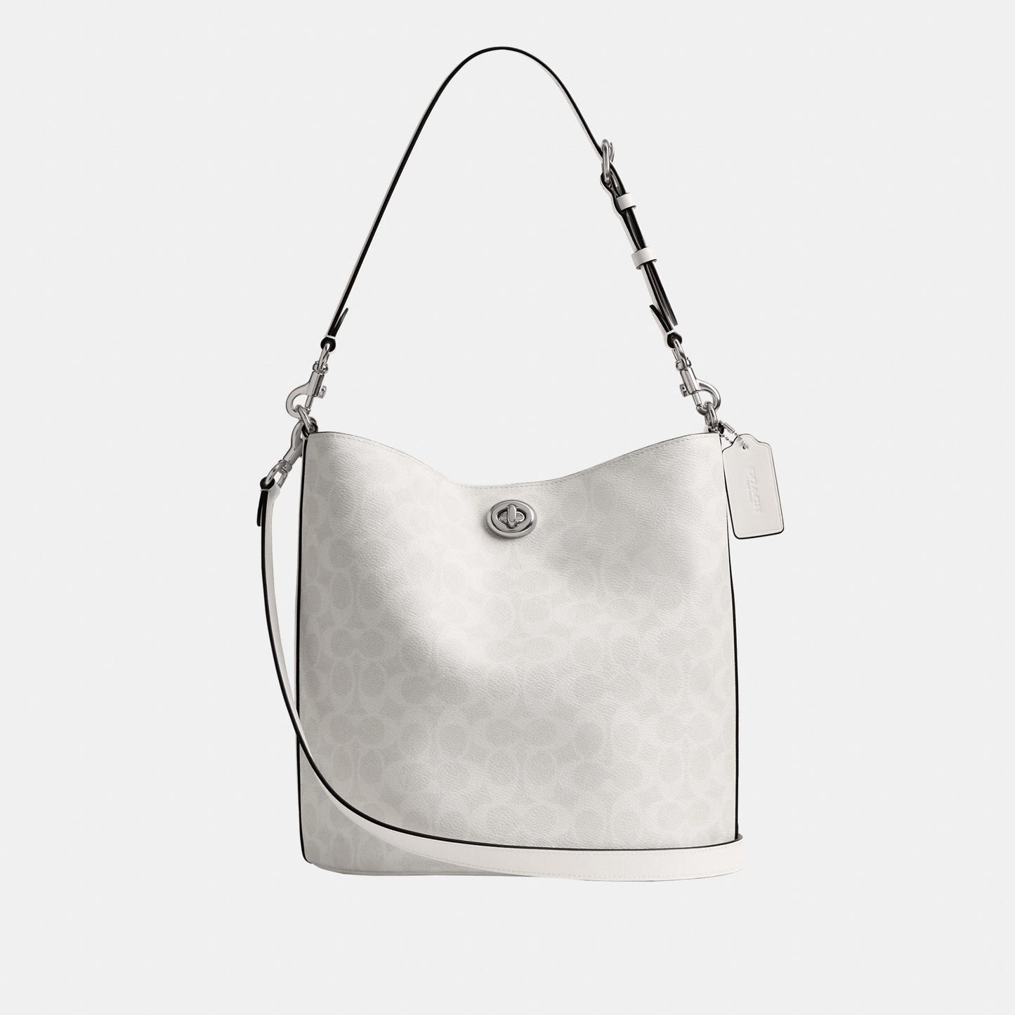 CW882-WILLOW SOFT BUCKET BAG IN SIGNATURE CANVAS-LH/White Chalk