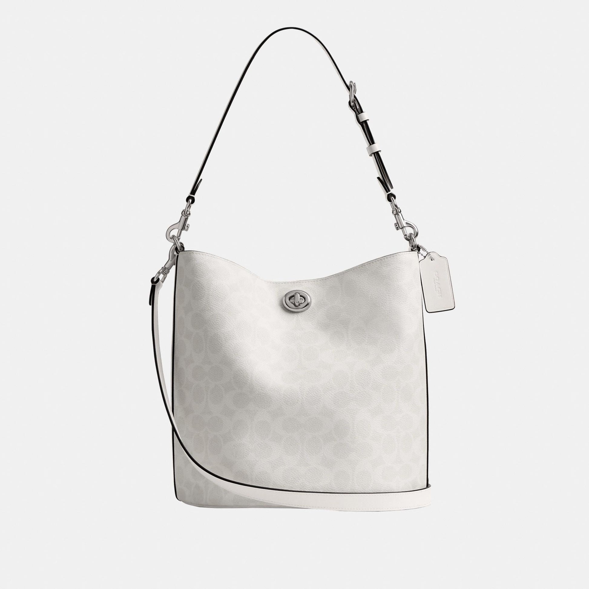 CW882-WILLOW SOFT BUCKET BAG IN SIGNATURE CANVAS-LH/White Chalk