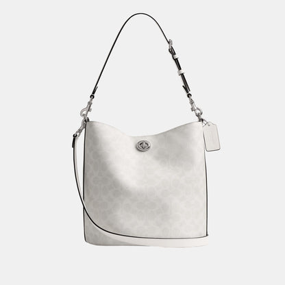 CW882-WILLOW SOFT BUCKET BAG IN SIGNATURE CANVAS-LH/White Chalk