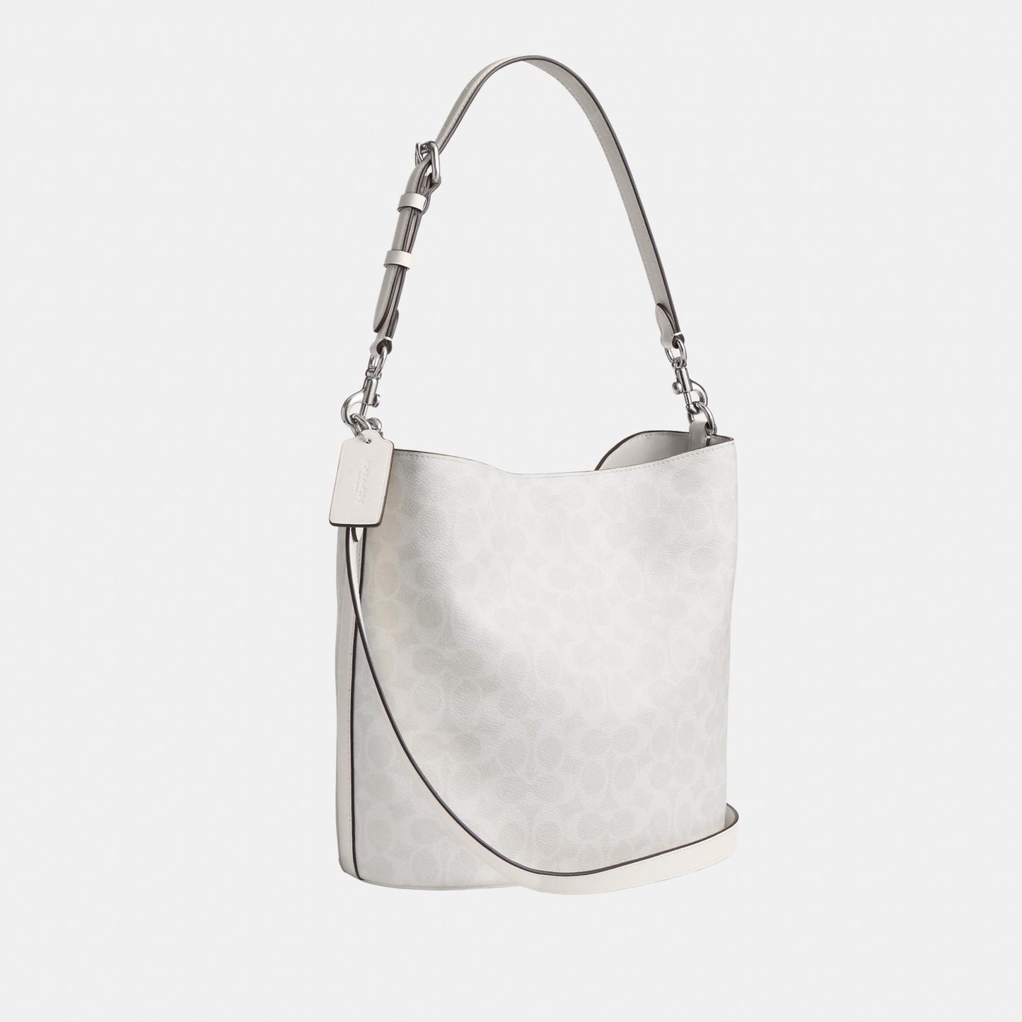 CW882-WILLOW SOFT BUCKET BAG IN SIGNATURE CANVAS-LH/White Chalk