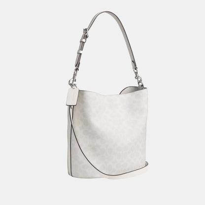 CW882-WILLOW SOFT BUCKET BAG IN SIGNATURE CANVAS-LH/White Chalk