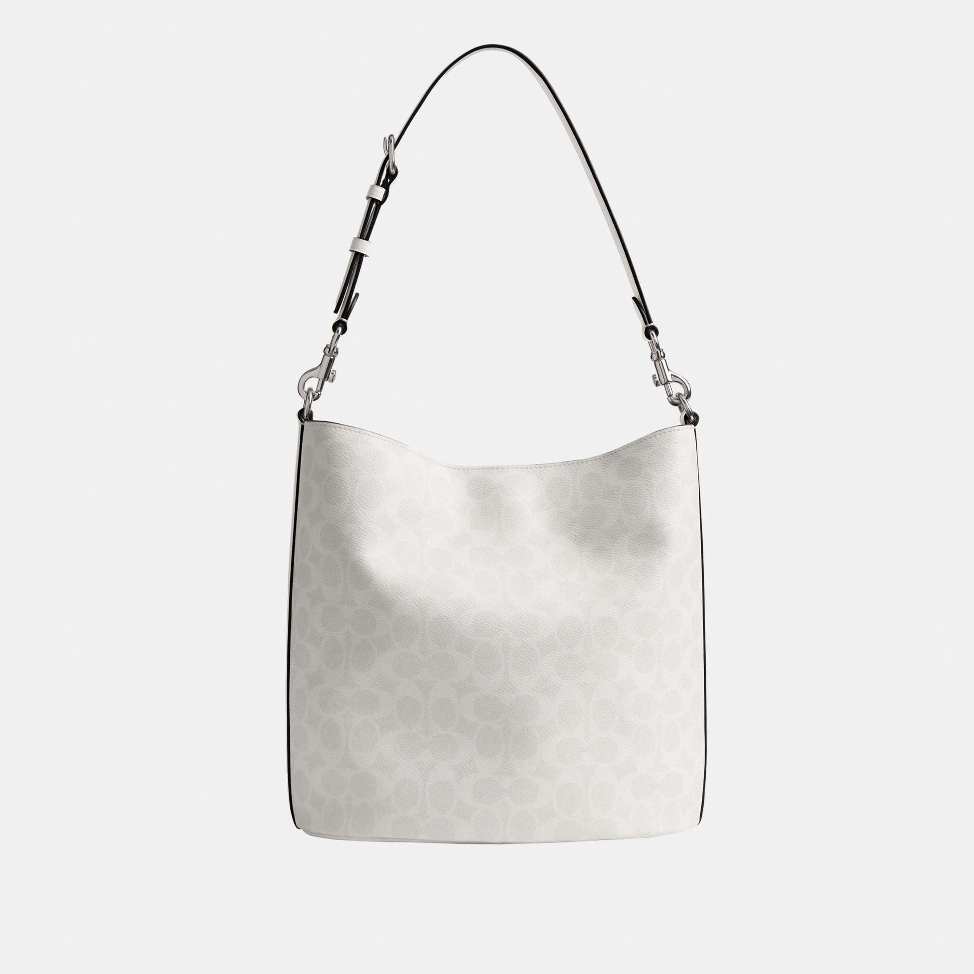 CW882-WILLOW SOFT BUCKET BAG IN SIGNATURE CANVAS-LH/White Chalk